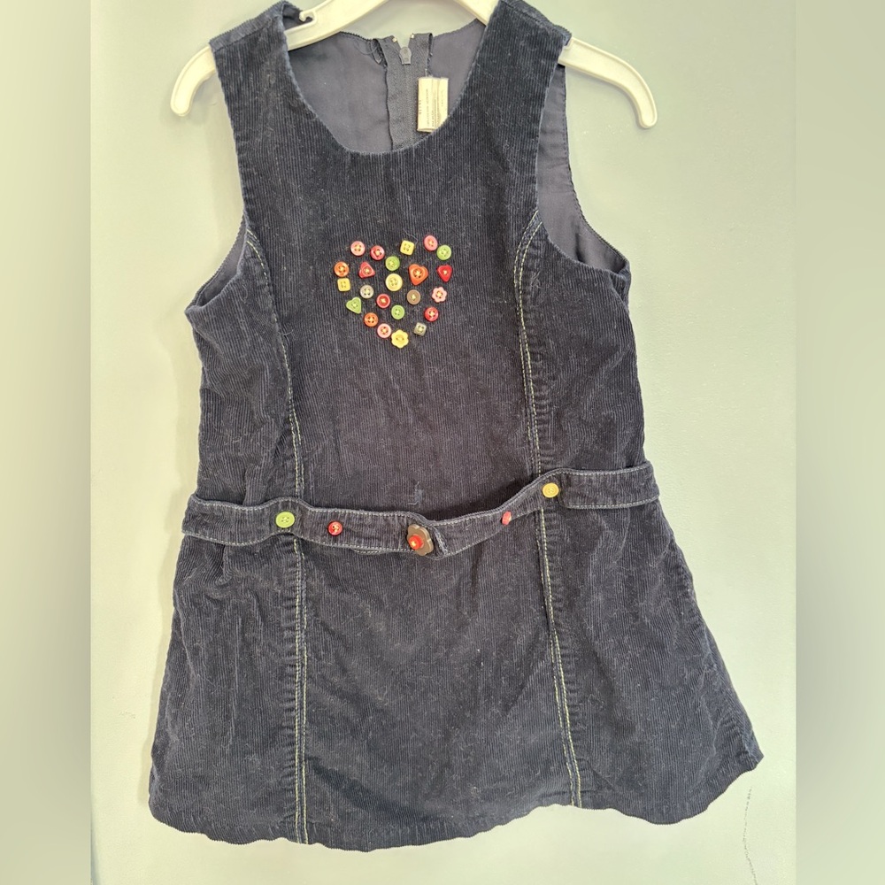 Gymboree corduroy navy dress with accent buttons